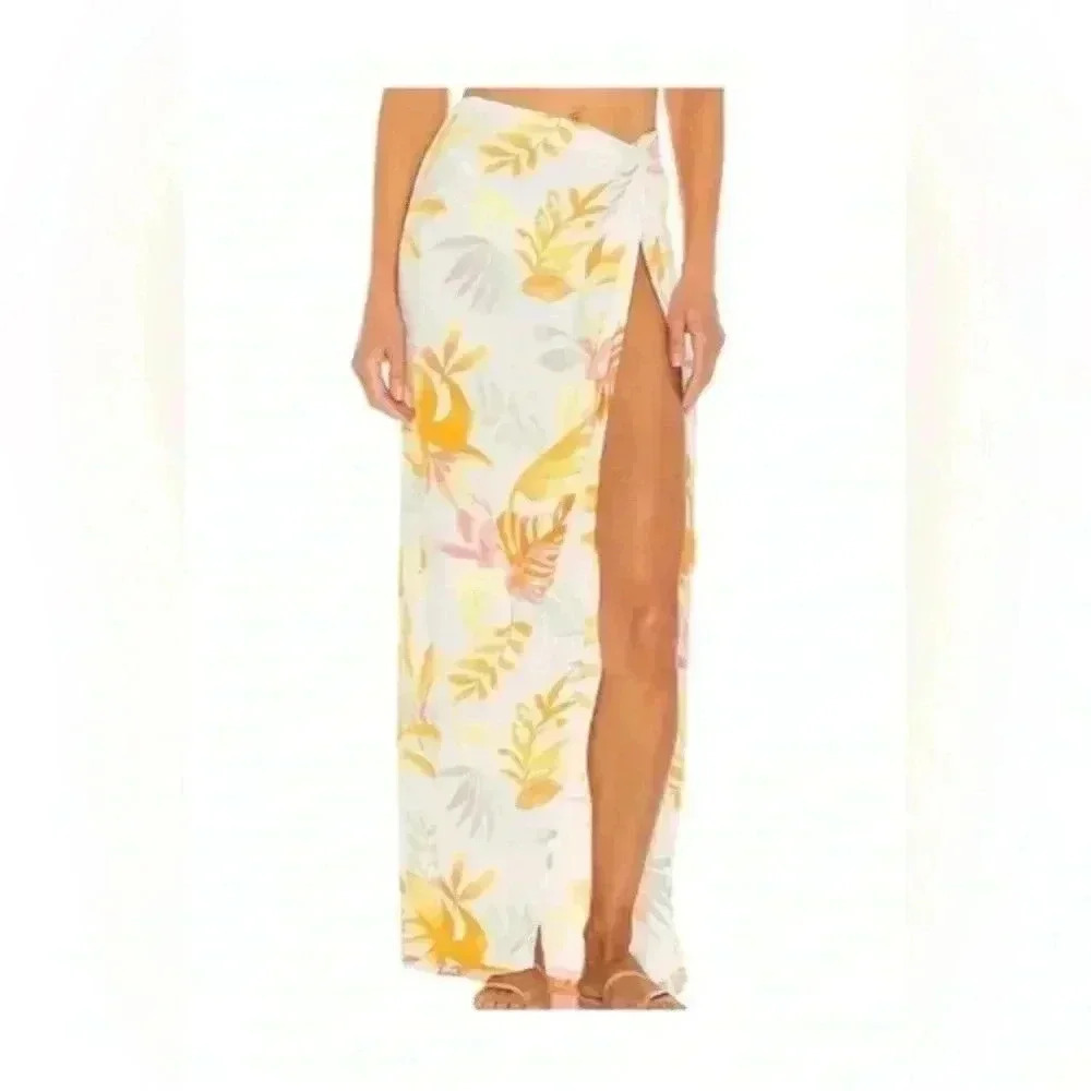 L*SPACE Mia Cover up Front Slip Leaf Pattern NEW